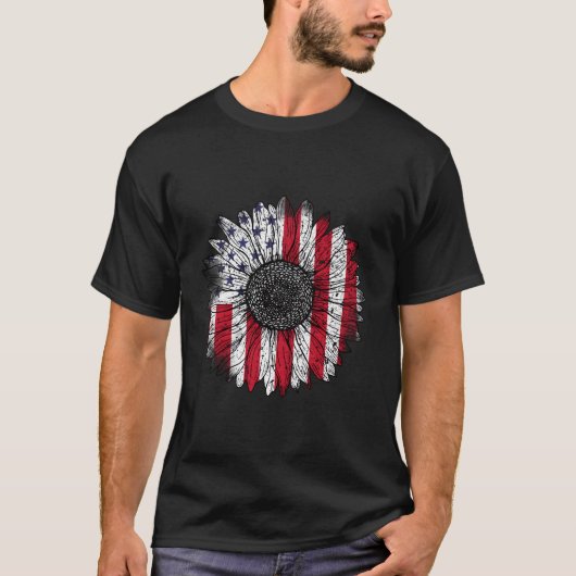 ひまわりアメリカ合衆国Civil Peace Fla Tシャツ (正面)