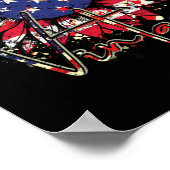 ひまわりアメリカ国旗のヴィンテージグラフィック7月4日 ポスター (角)