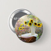 ひまわりアレンジメント 缶バッジ (正面&裏面)