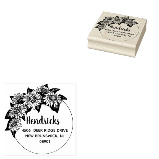 ひまわりアーチの名前とアドレス ラバースタンプ (押印)