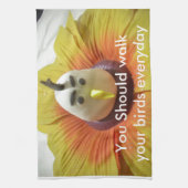 ひまわりアートの彫刻された鳥プリント キッチンタオル (縦)