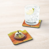 ひまわりアートの彫刻された鳥プリント コースター (右側)