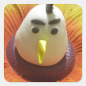 ひまわりアートの彫刻された鳥プリント スクエアシール (正面)