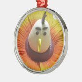 ひまわりアートの彫刻された鳥プリント メタルオーナメント (左)