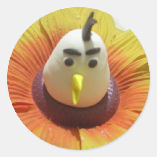 ひまわりアートの彫刻された鳥プリント ラウンドシール (正面)