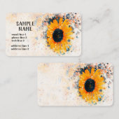 ひまわりアートカスタム水彩黄色と白 名刺 (正面/裏面)