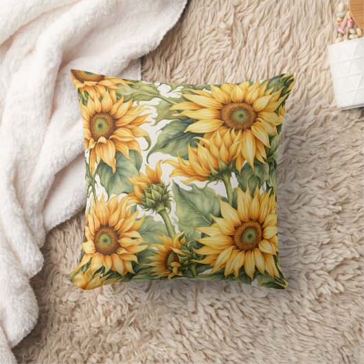 ひまわりアートパターンデザイン クッション (ブランケット)