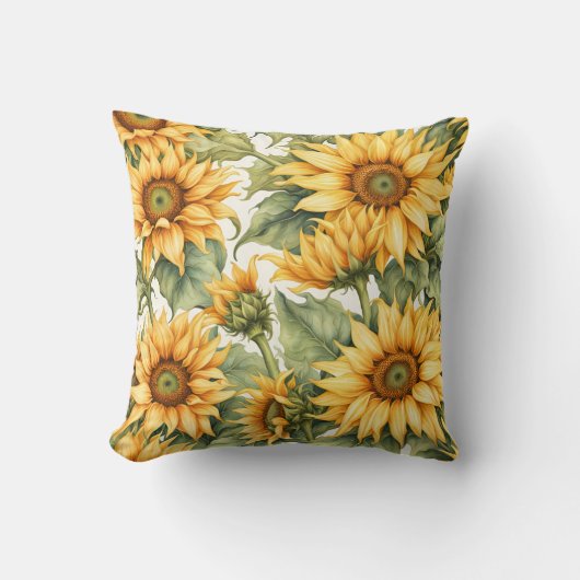 ひまわりアートパターンデザイン クッション (正面)