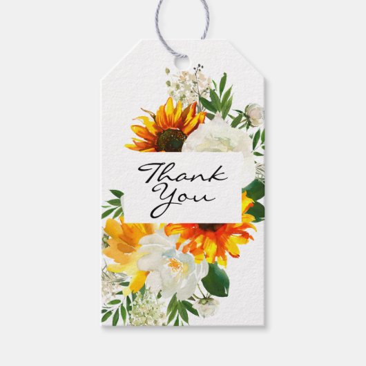 ひまわりアートフローラありがとう – ホワイト ギフトタグ (正面)