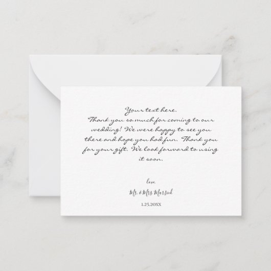 ひまわりアートフローラ – ホワイト1ありがとう ノートカード (裏面)