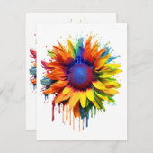 ひまわりアート抽象芸術絵を描フラワーのアートワーク太陽 エンクロージャーカード (正面/裏面)