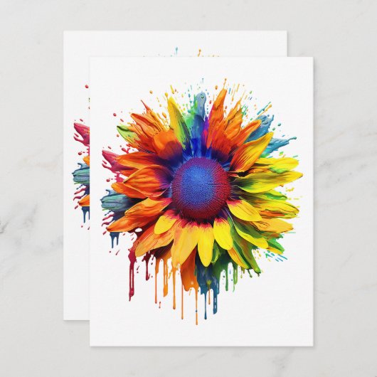 ひまわりアート抽象芸術絵を描フラワーのアートワーク太陽 エンクロージャーカード (正面/裏面)