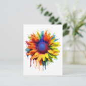 ひまわりアート抽象芸術絵を描フラワーのアートワーク太陽 エンクロージャーカード (スタンド正面)