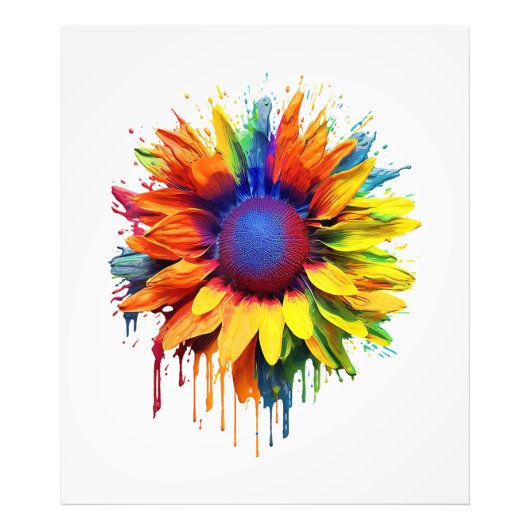 ひまわりアート抽象芸術絵を描フラワーのアートワーク太陽 フォトプリント            (正面)