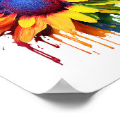 ひまわりアート抽象芸術絵を描フラワーのアートワーク太陽 ポスター (角)