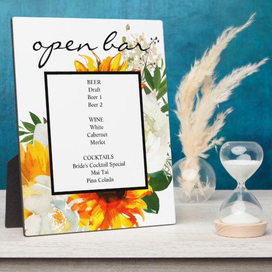 ひまわりアート白フローラバーサインイーゼル フォトプラーク (側面)