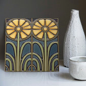 ひまわりアールデコフローラウォールデコールアールヌーボー タイル