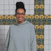 ひまわりアールデコフローラウォールデコールアールヌーボー タイル