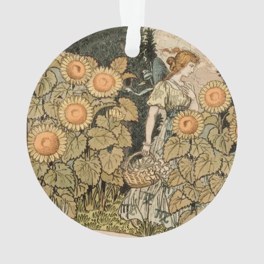 ひまわりアールヌーボーガーデングラスウーマン オーナメント (裏面)