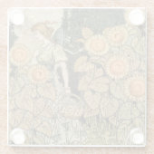 ひまわりアールヌーボーガーデングラスウーマン ガラスコースター (裏面)