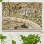 ひまわりアールヌーボーガーデングラスウーマン キッチンタオル (折り畳み)