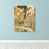 ひまわりアールヌーボーガーデングラスウーマン キャンバスプリント (インサイチュ (ウッドフロア))