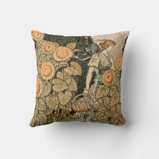 ひまわりアールヌーボーガーデングラスウーマン クッション (裏面)