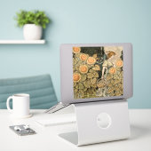 ひまわりアールヌーボーガーデングラスウーマン シール (デスク上のノートパソコン)