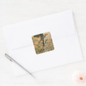 ひまわりアールヌーボーガーデングラスウーマン スクエアシール (封筒)