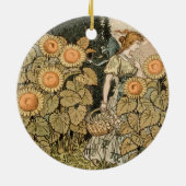 ひまわりアールヌーボーガーデングラスウーマン セラミックオーナメント (裏面)