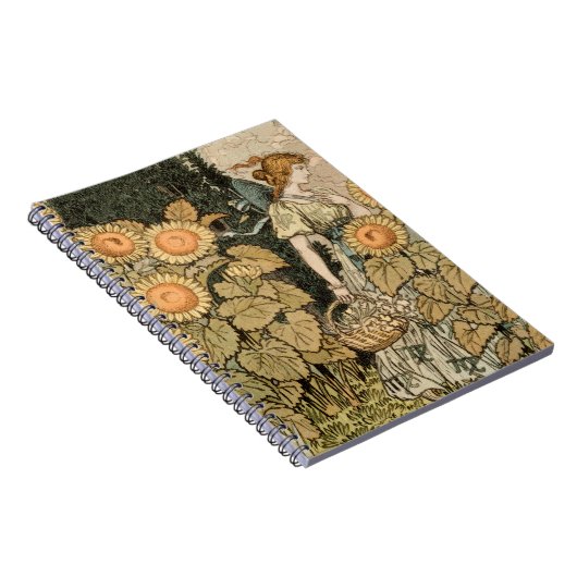 ひまわりアールヌーボーガーデングラスウーマン ノートブック (右側)