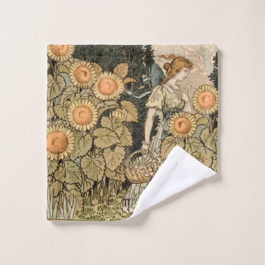 ひまわりアールヌーボーガーデングラスウーマン バスタオルセット (ウォッシュタオル)