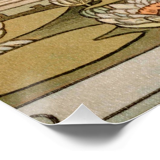 ひまわりアールヌーボーガーデングラスウーマン ポスター (コーナー)