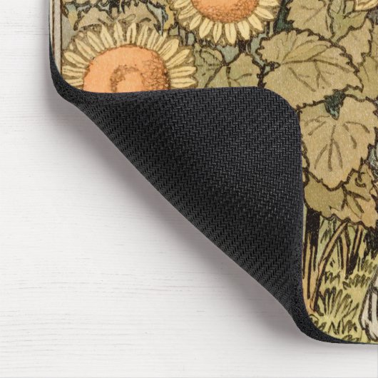 ひまわりアールヌーボーガーデングラスウーマン マウスパッド (コーナー)