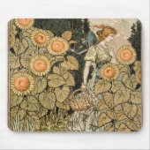 ひまわりアールヌーボーガーデングラスウーマン マウスパッド (正面)