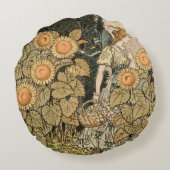 ひまわりアールヌーボーガーデングラスウーマン ラウンドクッション (裏面)