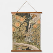 ひまわりアールヌーボーガーデングラスウーマン 吊り下げ型タペストリー (正面)