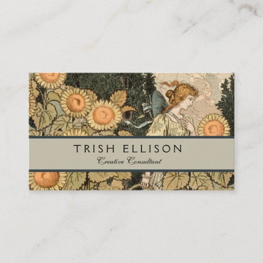ひまわりアールヌーボーガーデングラスウーマン 名刺 (正面)