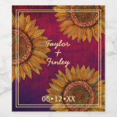 ひまわりア素朴ートバーパーソナライズされたグンディ結婚ズ ワインラベル (シングルラベル)