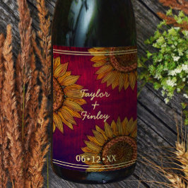 ひまわりア素朴ートバーパーソナライズされたグンディ結婚ズ ワインラベル