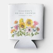 ひまわりイエローの水彩画を使ったオーダーメイドのブライズシャワー 缶クーラー (正面)