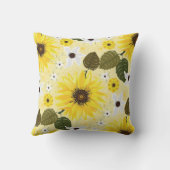 ひまわりイエローの花柄 クッション (裏面)