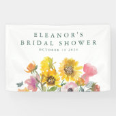 ひまわりイエローウォーターカラーフローラブライダルシャワー 横断幕 (横)