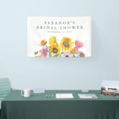 ひまわりイエローウォーターカラーフローラブライダルシャワー 横断幕 (トレードショー)