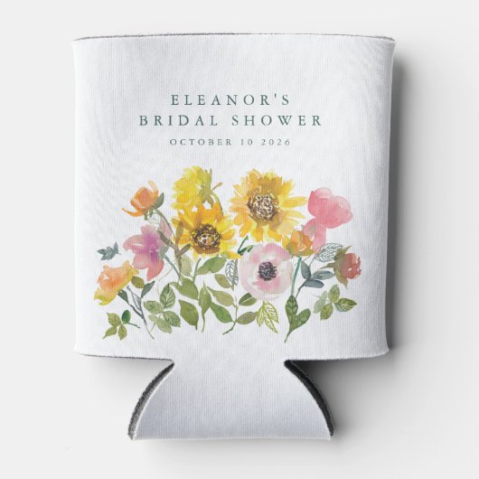 ひまわりイエローウォーター色カスタムブライダルシャワー 缶クーラー (正面)