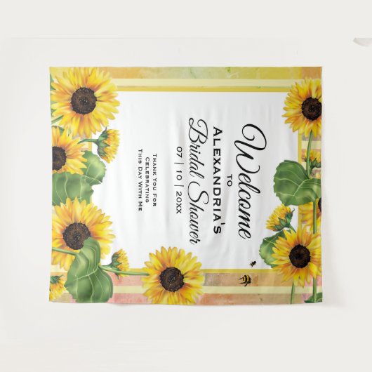 ひまわりイエローカントリーフローラ |結婚へようこそ タペストリー (正面(横))