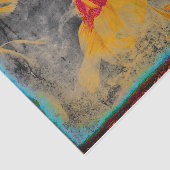 ひまわりイエローグレーティール(緑がかった色)ヴィンテージアンティークスケッチ 薄葉紙 (詳細)