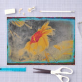 ひまわりイエローグレーティール(緑がかった色)ヴィンテージアンティークスケッチ 薄葉紙 (クラフト)