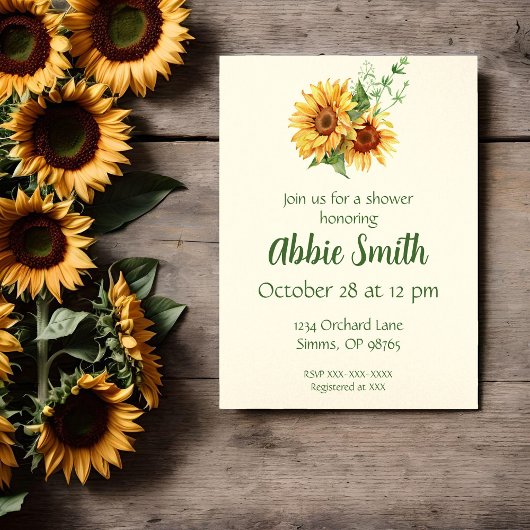 ひまわりイエローシャワー招待状 招待状