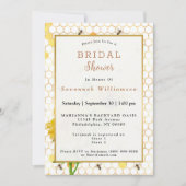 ひまわりイエローハニカムミツバチ金ゴールドブライダルシャワー 招待状 (正面)